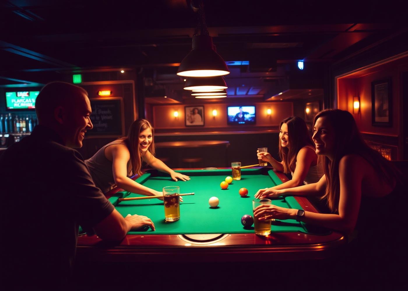 Friends playing pool